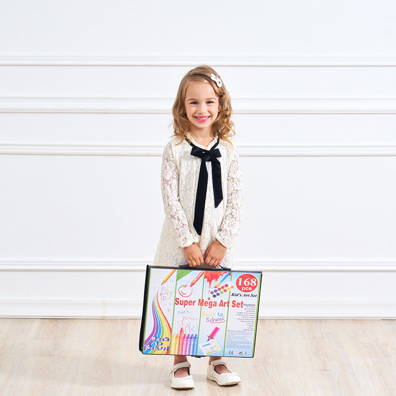 🎨🖌️ Set de Pintura 168 Piezas – Acuarelas, Pasteles y Pinceles – Material Escolar Creativo – Tendencia 2026 🌈✨
