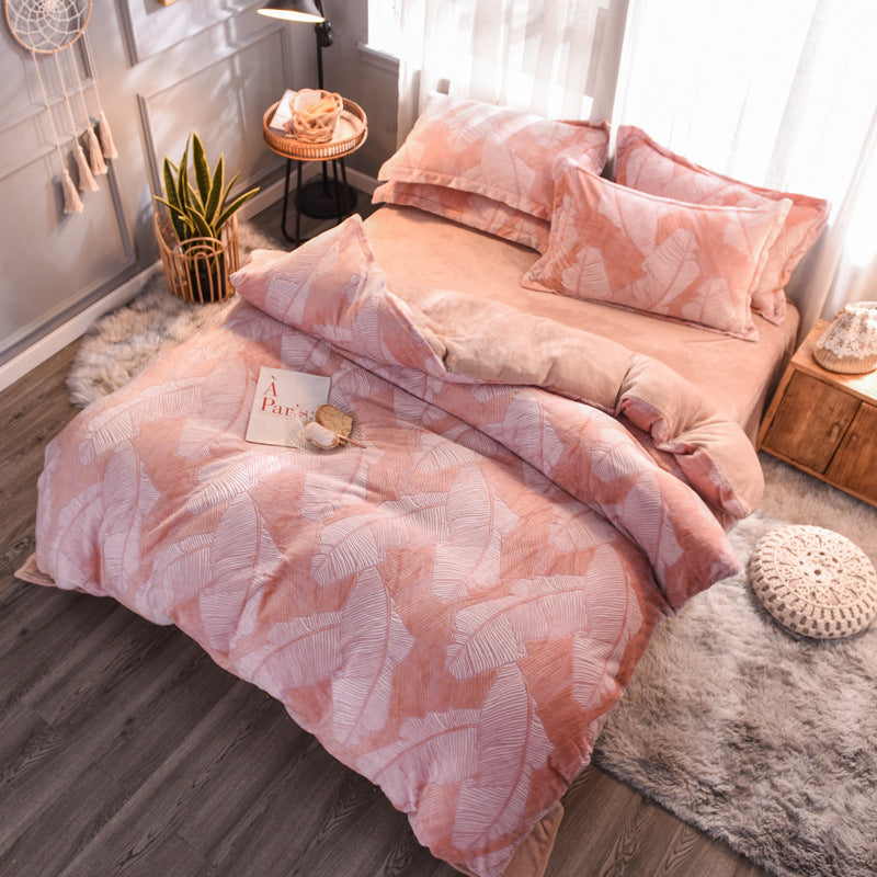 ✨ Juego de Cama Estampado de Lujo 🌺🌿 | 4 Piezas | Estilo Europeo & Americano 🛏️✨
