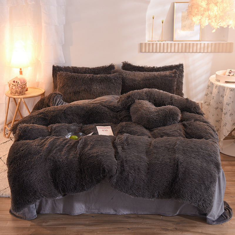 Juego de Ropa de Cama de Lujo de Felpa Gruesa – Funda Nórdica, Sábanas y Fundas de Almohada, Cálido para Invierno ❄️🛏️✨
