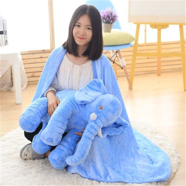 Peluche Elefante Gigante 🐘💖 | Almohada Suave + Manta Multifuncional 🛏️✨