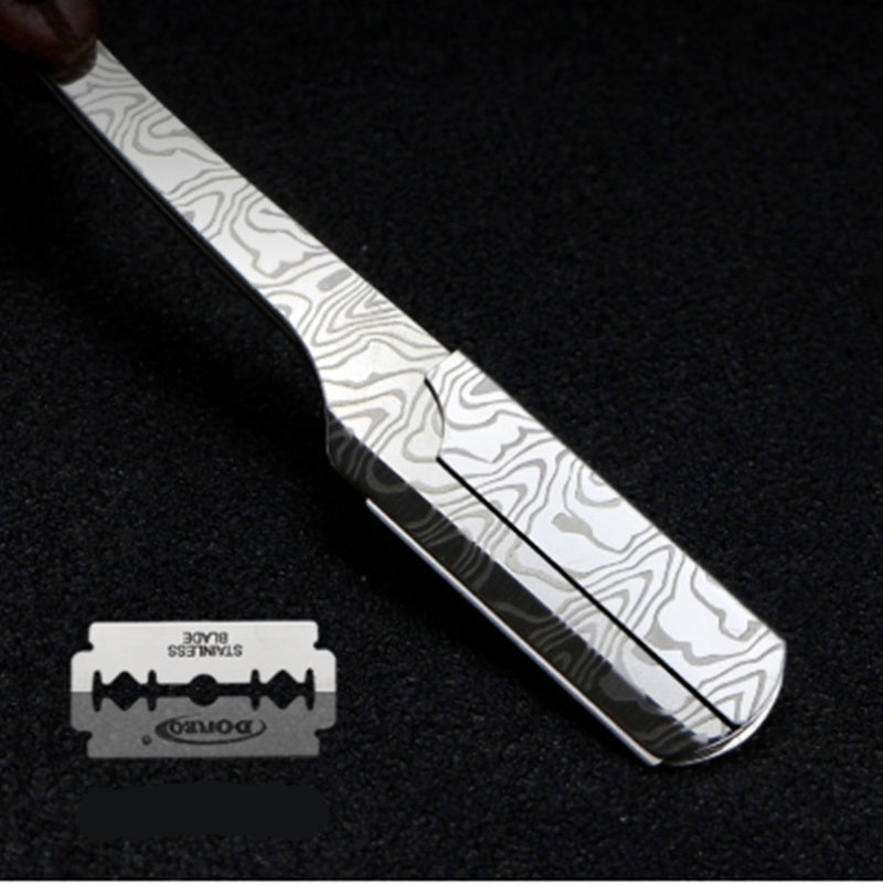 Navaja plegable Damasco Spider con mango de madera natural – Afeitado de precisión profesional