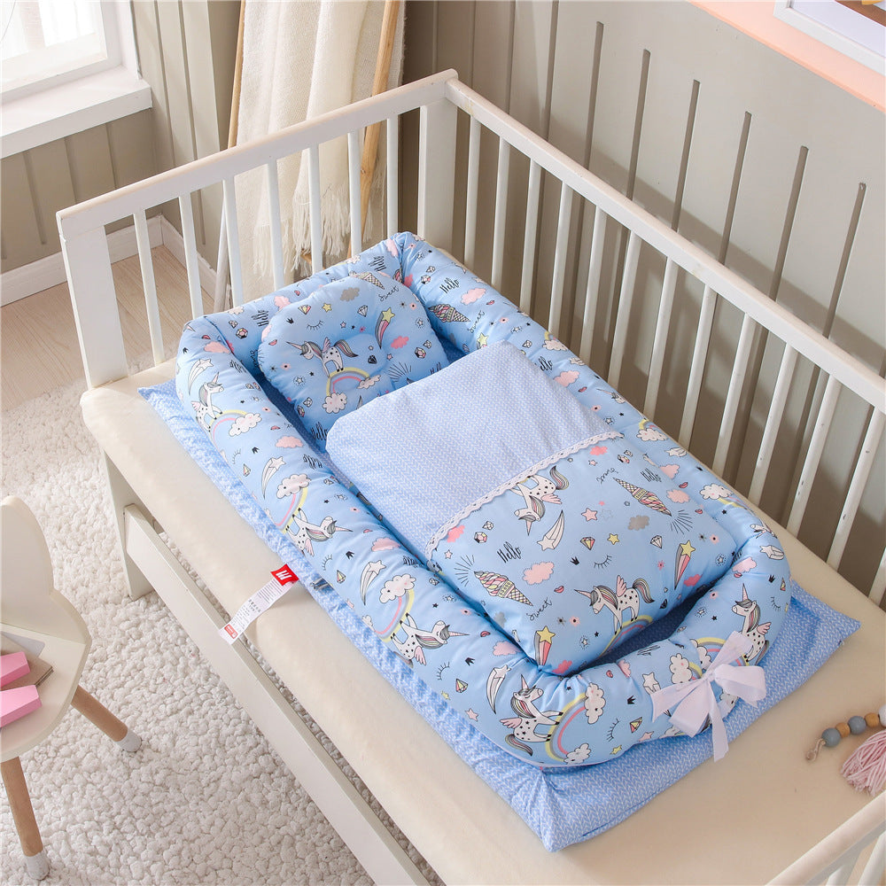 🍼✨ Cuna Portátil Plegable para Recién Nacidos – Colchón Antipresión + Edredón Incluido