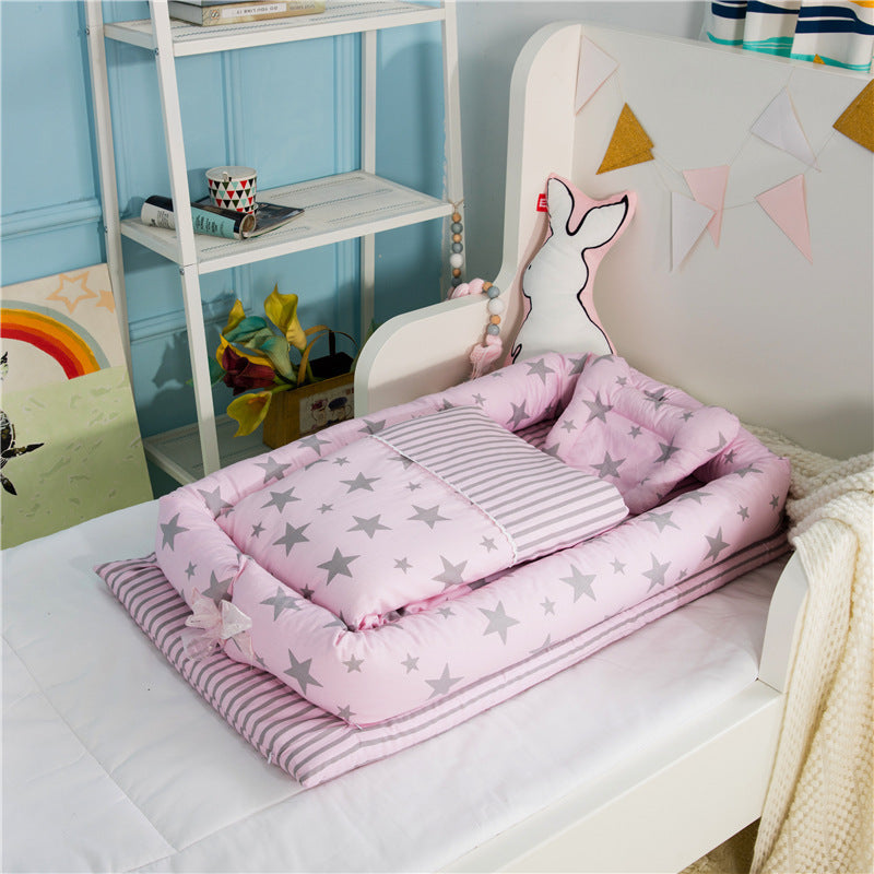 🍼✨ Cuna Portátil Plegable para Recién Nacidos – Colchón Antipresión + Edredón Incluido