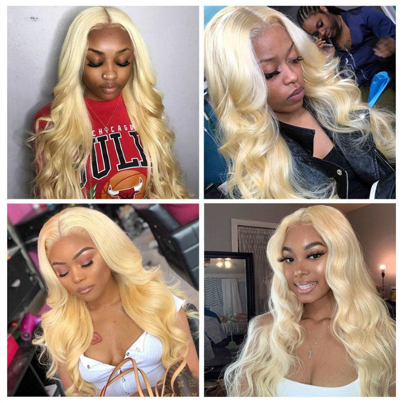 👱♀️ Peluca Rubia con Encaje Frontal Transparente – Estilo Body Wave Brasileño ✨🌟