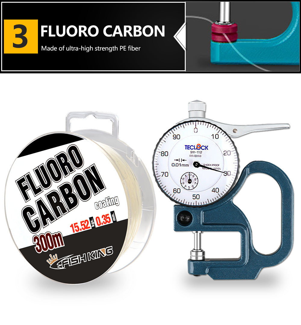 Línea de pesca de nailon con recubrimiento fluorocarbonado – alta resistencia 300 m