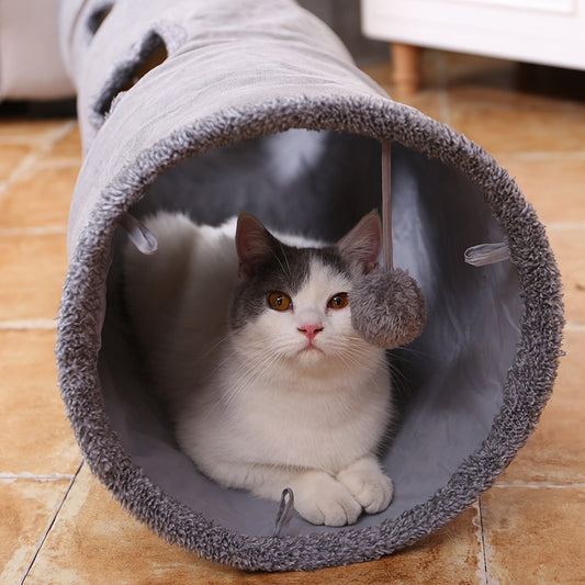 Túnel plegable para gatos – Juguete interactivo suave y resistente