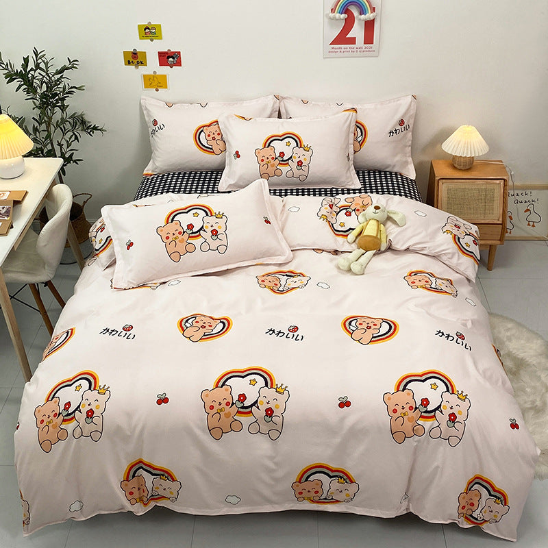 Juego de Cama de Algodón Aloe – Set 4 Piezas con Diseño Floral Moderno