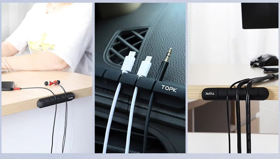 Organizador de Cables de Silicona – Clip Multifuncional para Escritorio y Hogar