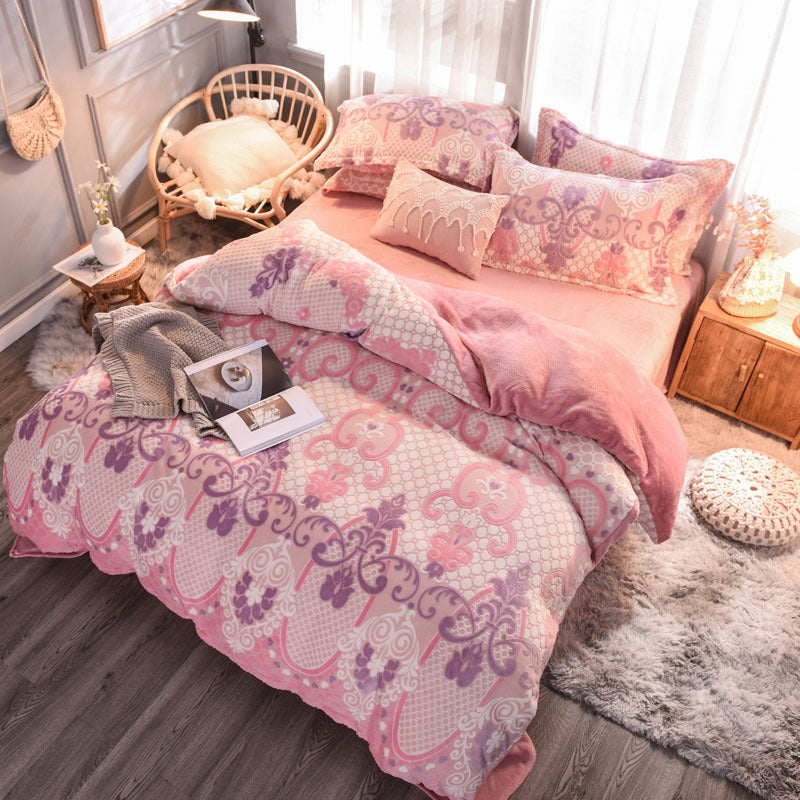 ✨ Juego de Cama Estampado de Lujo 🌺🌿 | 4 Piezas | Estilo Europeo & Americano 🛏️✨