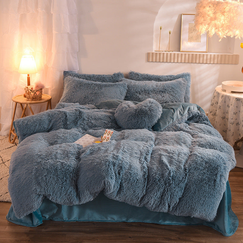 Juego de Ropa de Cama de Lujo de Felpa Gruesa – Funda Nórdica, Sábanas y Fundas de Almohada, Cálido para Invierno ❄️🛏️✨