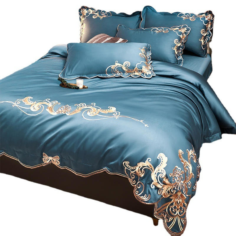 Juego de cama de terciopelo bordado 🛌 | Juego 4 piezas elegante y modernoJuego de cama de terciopelo bordado 🛌 | Juego 4 piezas elegante y moderno