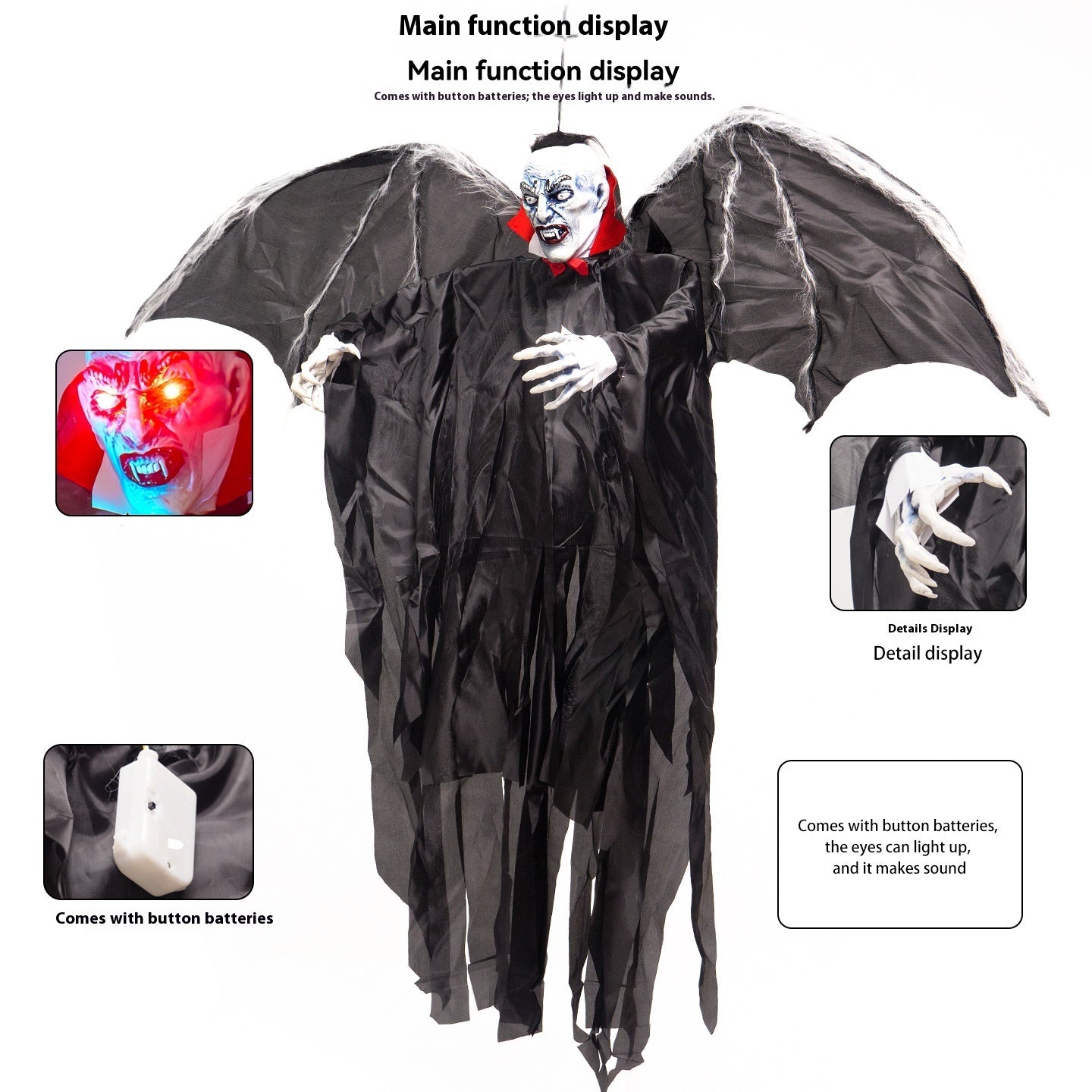 🦇💡 Murciélago Vampiro Luminoso 2026 – Colgante Decorativo con Sensor de Luz 🎃✨