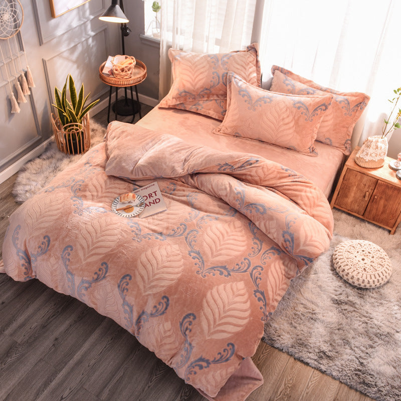 ✨ Juego de Cama Estampado de Lujo 🌺🌿 | 4 Piezas | Estilo Europeo & Americano 🛏️✨
