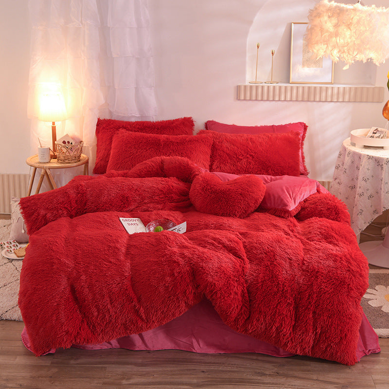 Juego de Ropa de Cama de Lujo de Felpa Gruesa – Funda Nórdica, Sábanas y Fundas de Almohada, Cálido para Invierno ❄️🛏️✨