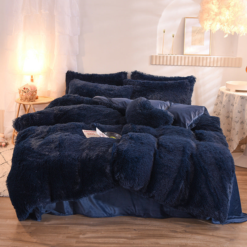 Juego de Ropa de Cama de Lujo de Felpa Gruesa – Funda Nórdica, Sábanas y Fundas de Almohada, Cálido para Invierno ❄️🛏️✨