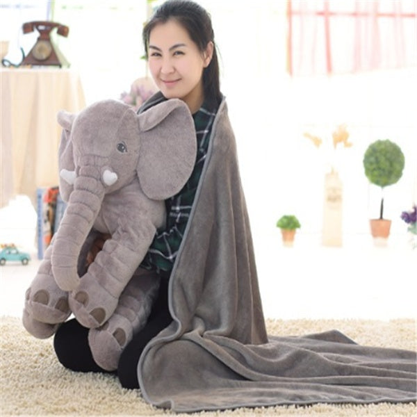 Peluche Elefante Gigante 🐘💖 | Almohada Suave + Manta Multifuncional 🛏️✨