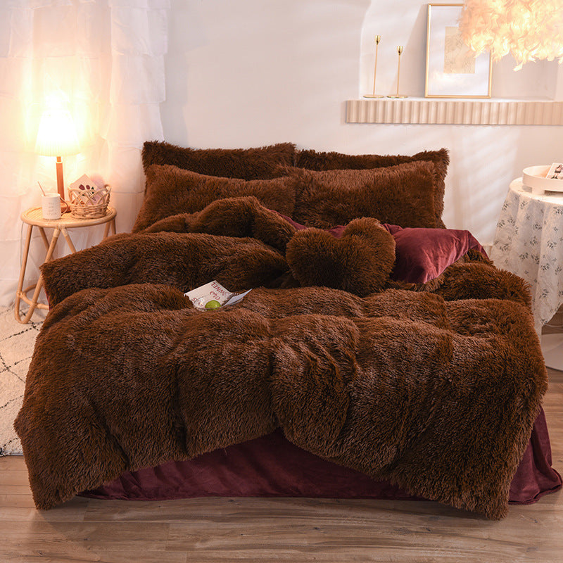 Juego de Ropa de Cama de Lujo de Felpa Gruesa – Funda Nórdica, Sábanas y Fundas de Almohada, Cálido para Invierno ❄️🛏️✨