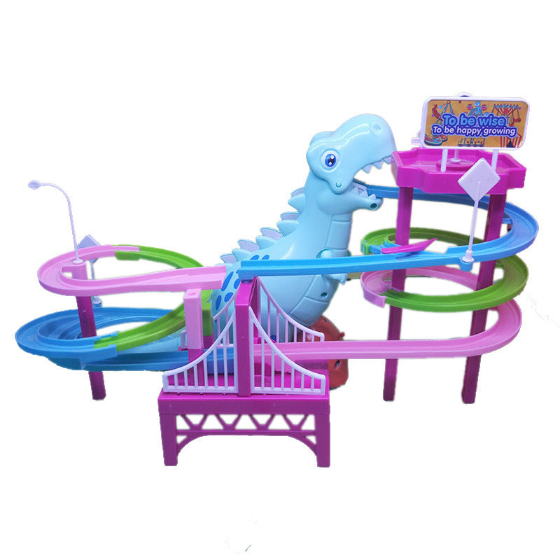 🦖🎢 Dinosaurio Deslizante con Pista – Juguete Musical con Luces – Tendencia 2026 🌈✨