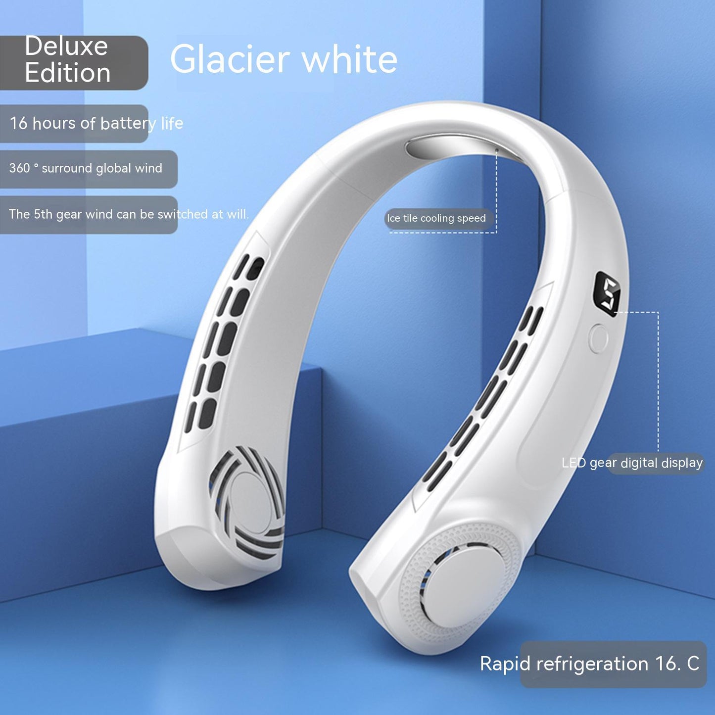 🌬️ Ventilador Portátil de Cuello Silencioso – Recargable USB con Luces LED 🌈❄️ | 5 Velocidades & Enfriamiento Inmediato | Tendencia 2026