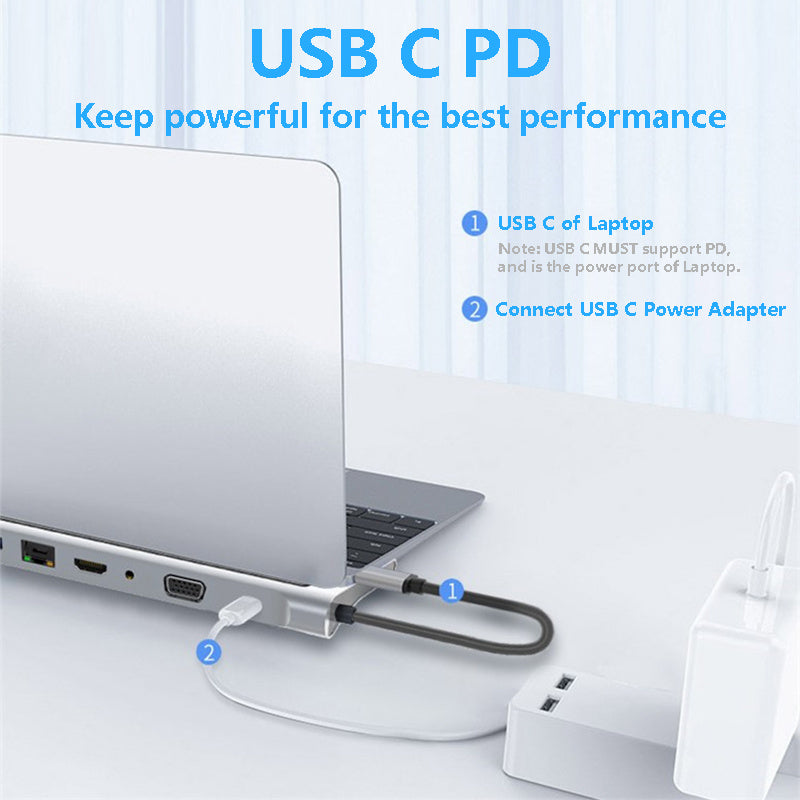 🔌✨ Hub Docking Station USB-C 11 en 1 – Expansión Multifuncional para Portátiles y MacBook