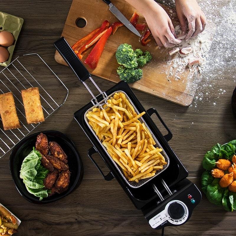 🍟✨ Freidora Eléctrica 3L Antiadherente | Potente 2000W para Papas Fritas 🏡🔥