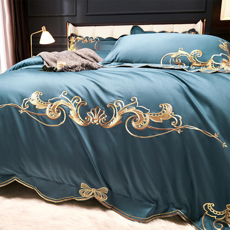 Juego de cama de terciopelo bordado 🛌 | Juego 4 piezas elegante y modernoJuego de cama de terciopelo bordado 🛌 | Juego 4 piezas elegante y moderno