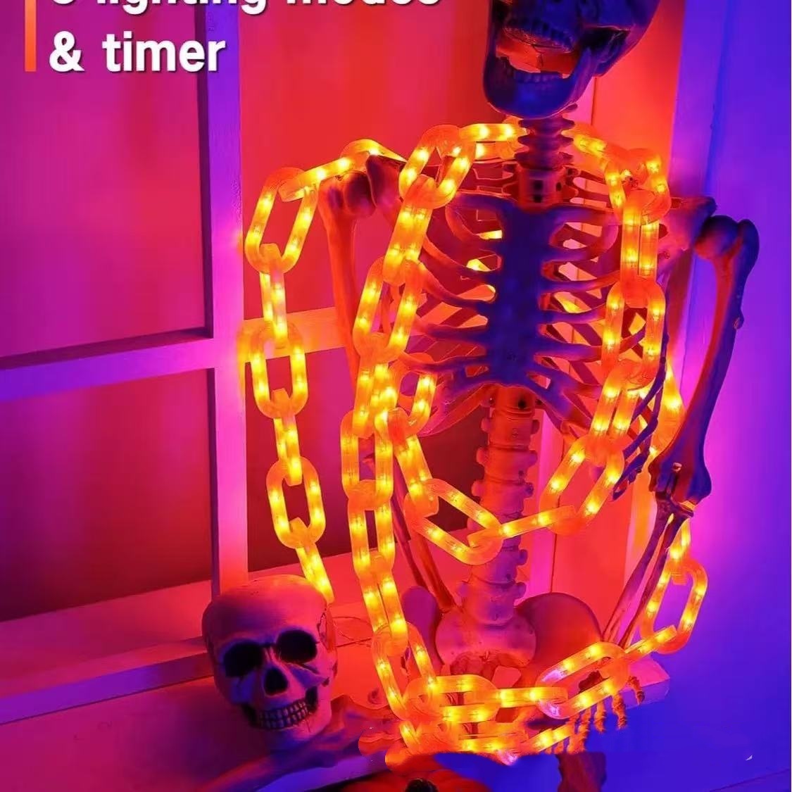 💡🎃 Guirnalda LED Impermeable Halloween 2026 – Luz Decorativa con Caja de Batería y 8 Funciones ✨