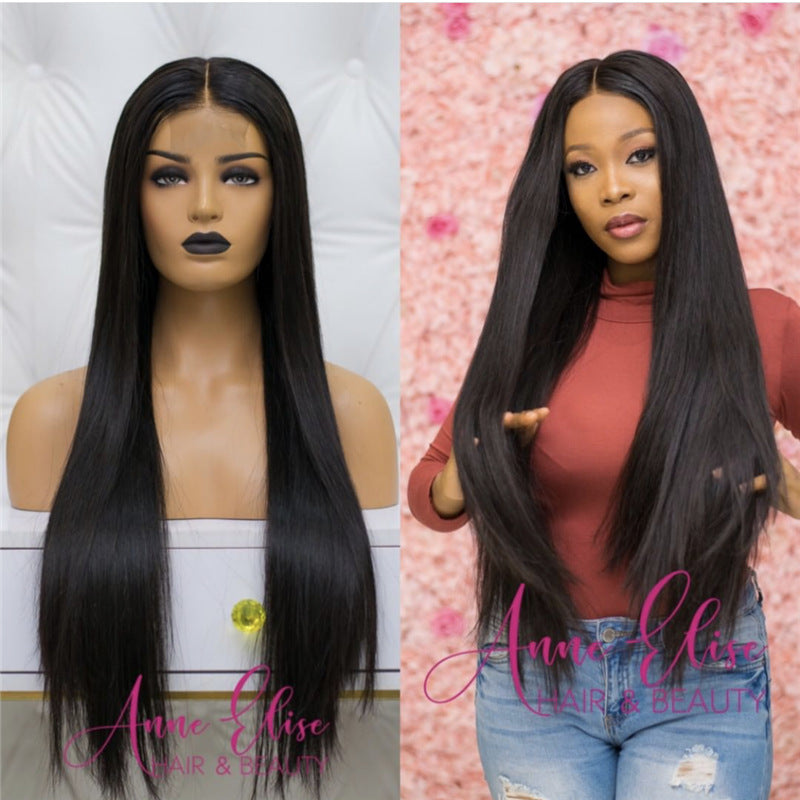 👑 Peluca Larga Lisa – Estilo Europeo y Americano ✨💇♀️