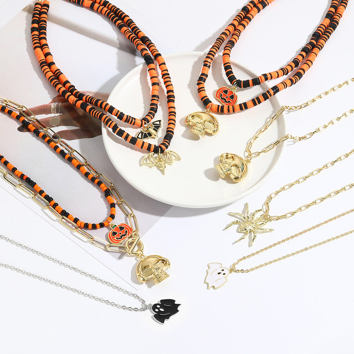 🎃🦇 Collar Halloween 2026 – Colgante de Murciélago, Calabaza, Fantasma y Araña 💀🕸️