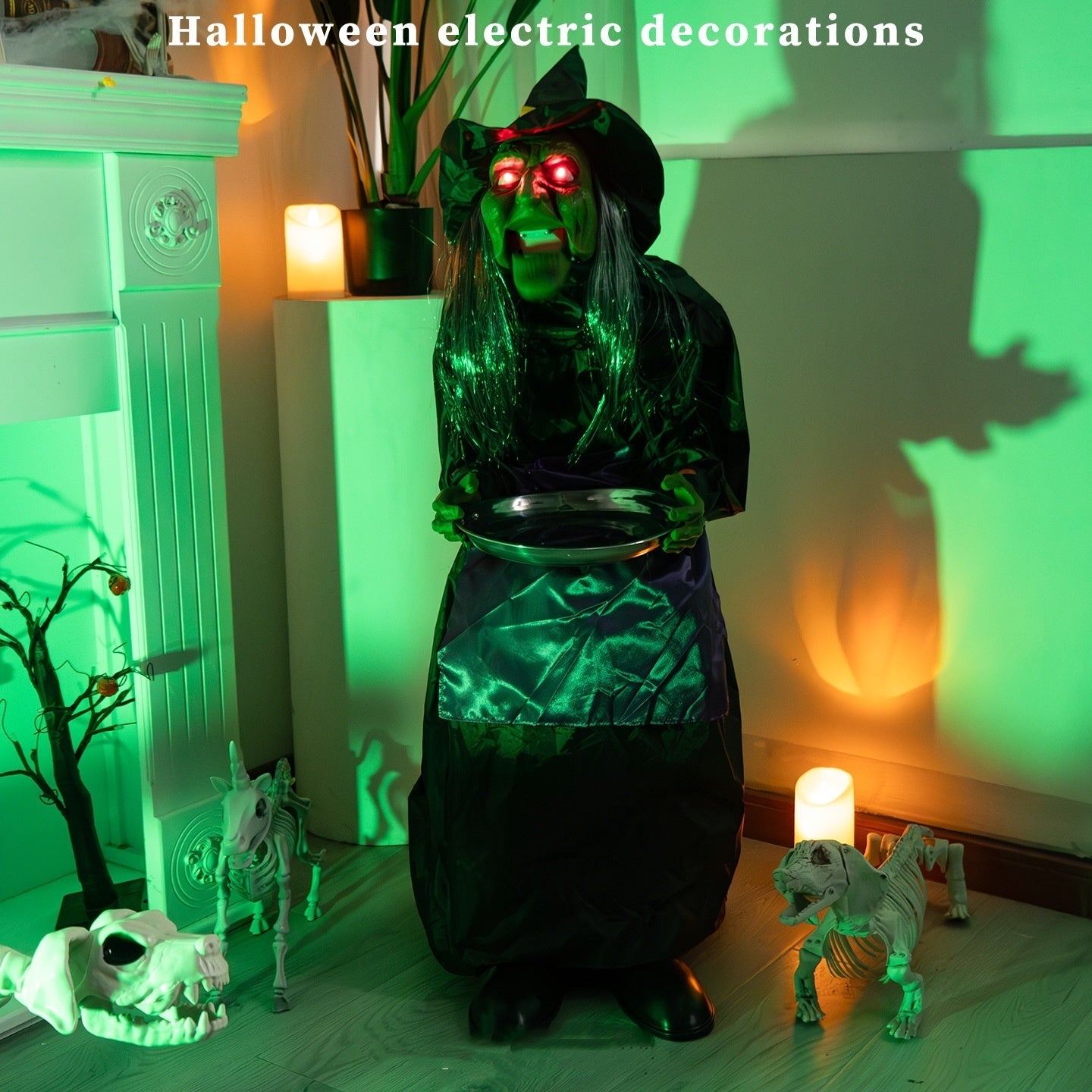 🧙♀️🎃 Bruja Eléctrica con Sensor de Sonido 2026 – Decoración Animada de Halloween 🔊✨