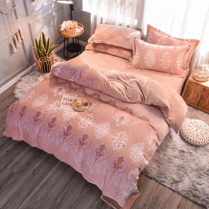 ✨ Juego de Cama Estampado de Lujo 🌺🌿 | 4 Piezas | Estilo Europeo & Americano 🛏️✨