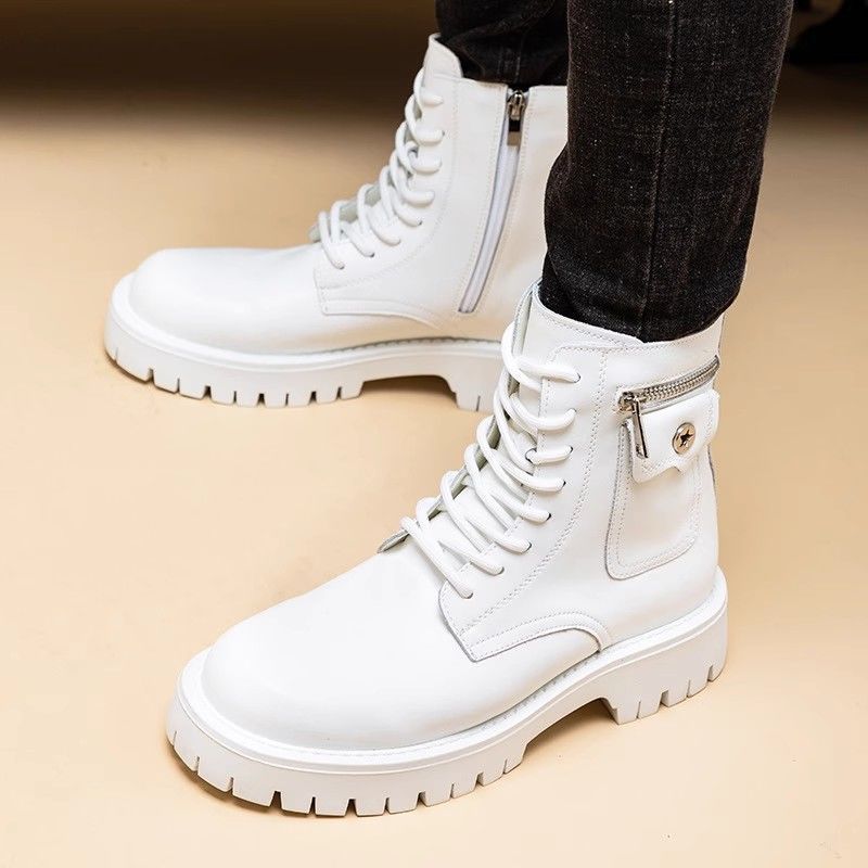 Botas Martin de hombre — Diseño de caña alta en cuero PU con cierre de hebilla