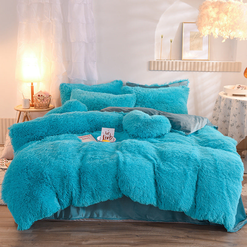Juego de Ropa de Cama de Lujo de Felpa Gruesa – Funda Nórdica, Sábanas y Fundas de Almohada, Cálido para Invierno ❄️🛏️✨