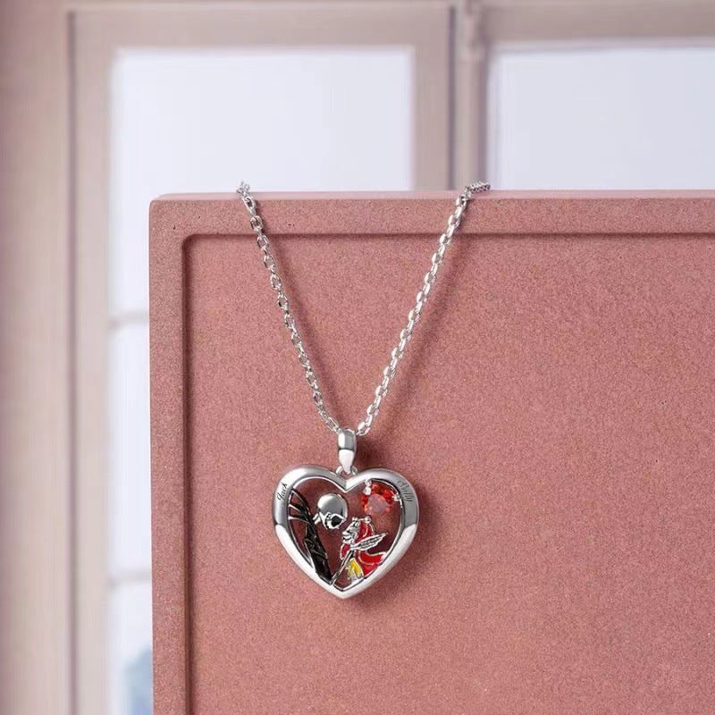 💀❤️ Collar Corazón y Calavera con Brillantes 2026 – Amor Oscuro y Estilo Halloween 💎🖤