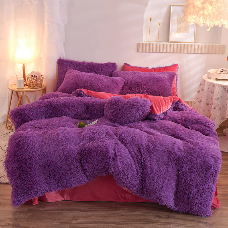 Juego de Ropa de Cama de Lujo de Felpa Gruesa – Funda Nórdica, Sábanas y Fundas de Almohada, Cálido para Invierno ❄️🛏️✨