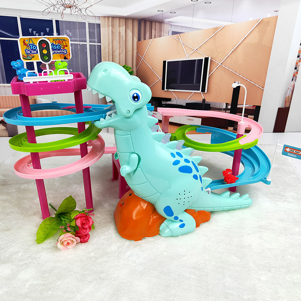🦖🎢 Dinosaurio Deslizante con Pista – Juguete Musical con Luces – Tendencia 2026 🌈✨