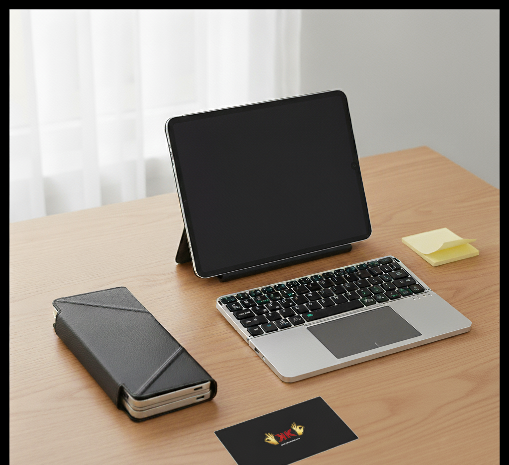 Teclado Bluetooth Inalámbrico Plegable con Touchpad – Compatible con Tablets y Smartphones