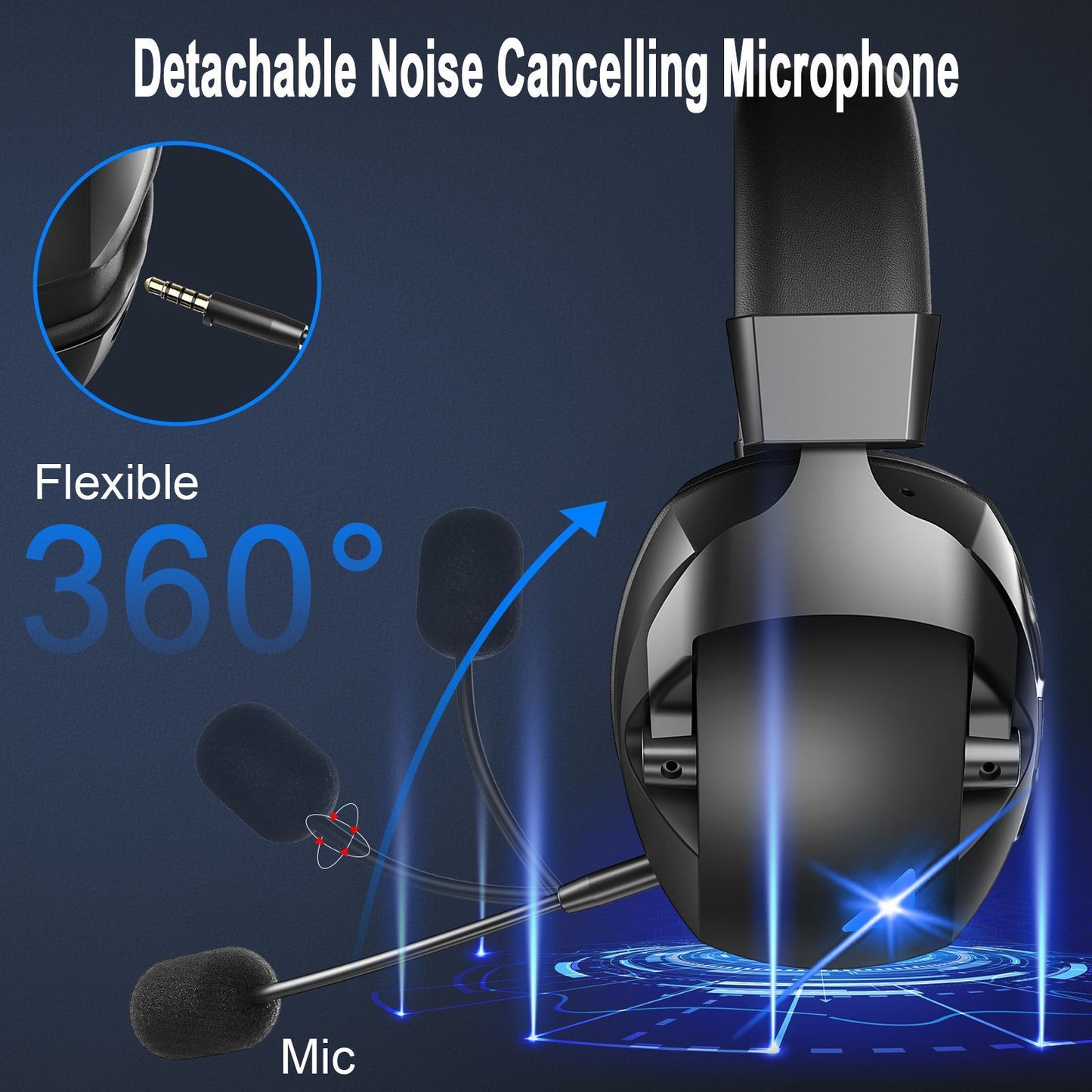🎧 Auriculares Gaming Inalámbricos 2.4G + Bluetooth con Micrófono y Luces LED-Model Especial para Gaming PCs & PS5