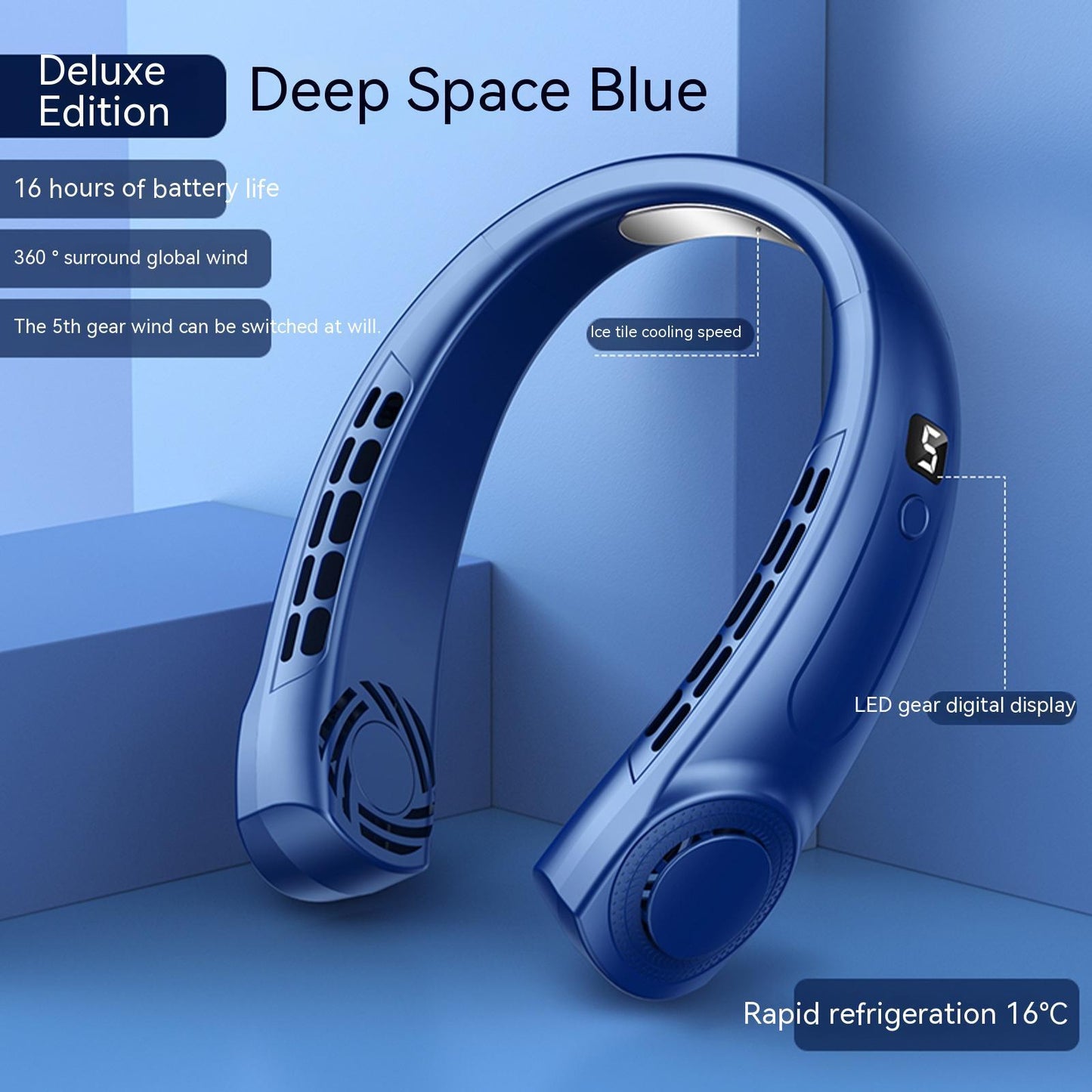 🌬️ Ventilador Portátil de Cuello Silencioso – Recargable USB con Luces LED 🌈❄️ | 5 Velocidades & Enfriamiento Inmediato | Tendencia 2026