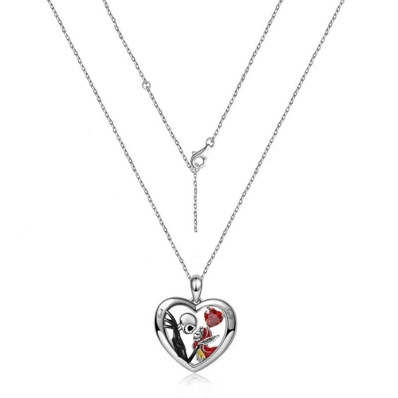 💀❤️ Collar Corazón y Calavera con Brillantes 2026 – Amor Oscuro y Estilo Halloween 💎🖤