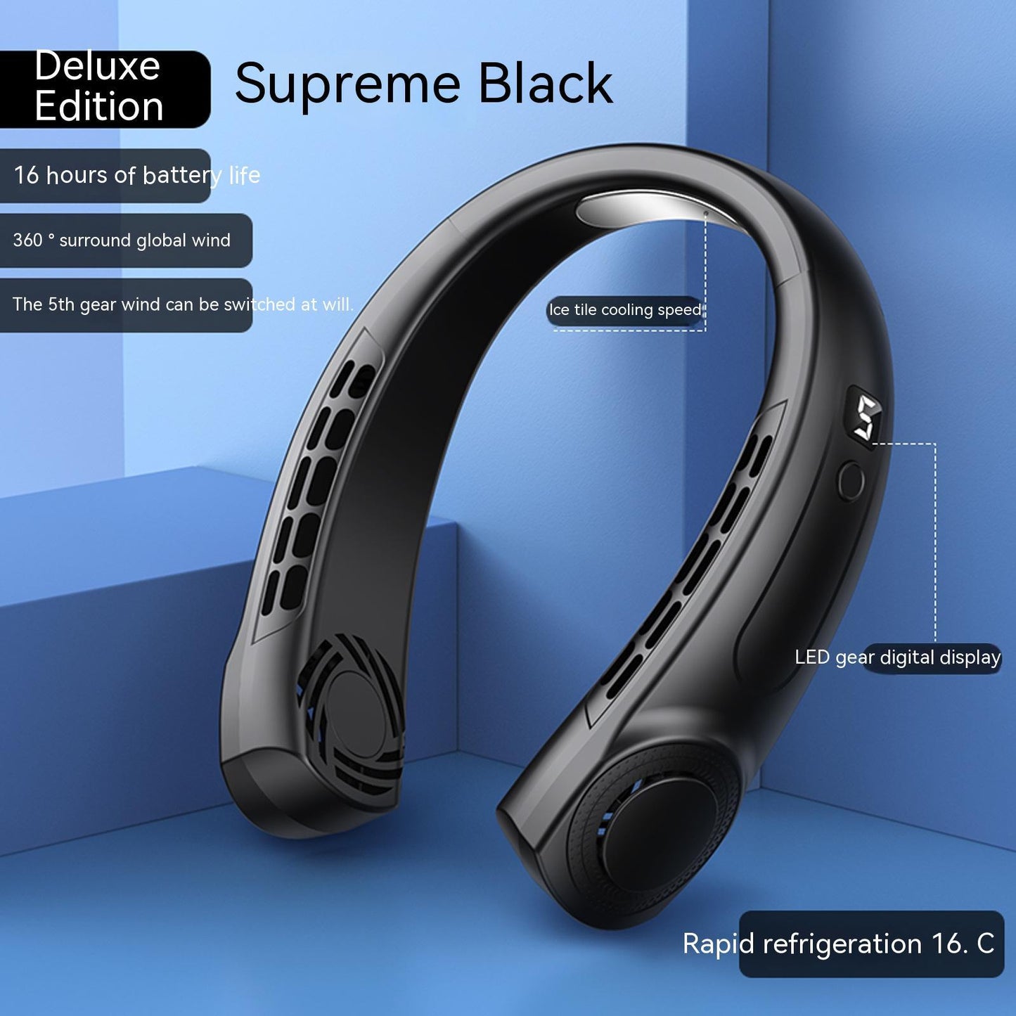 🌬️ Ventilador Portátil de Cuello Silencioso – Recargable USB con Luces LED 🌈❄️ | 5 Velocidades & Enfriamiento Inmediato | Tendencia 2026