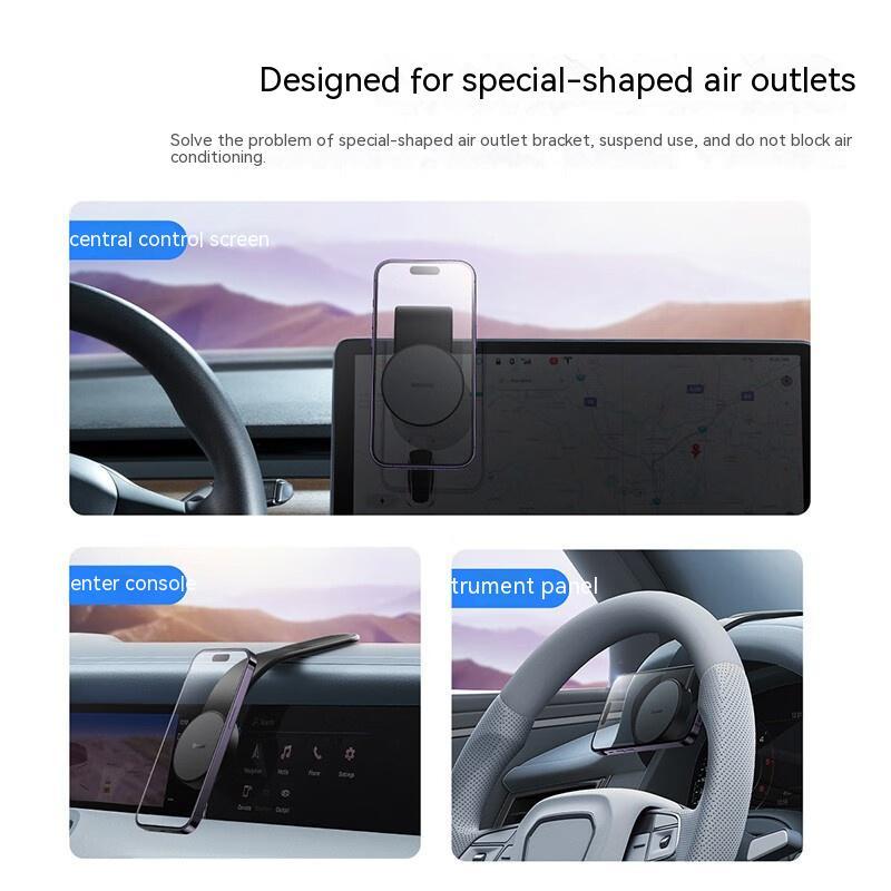 🚗 Soporte Móvil Magnético para Coche con Carga Inalámbrica 15W – Flexible, Estable y Compatible con MagSafe