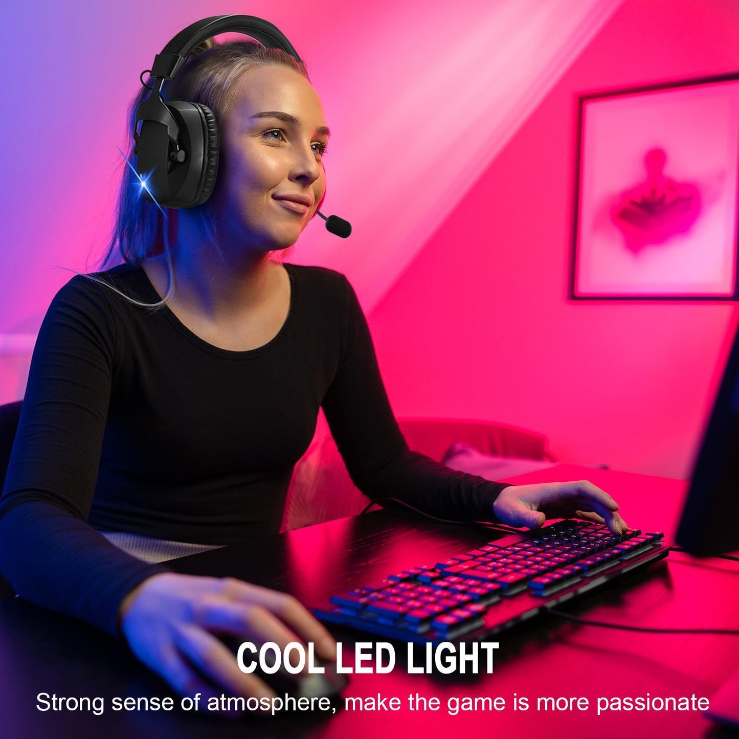 🎧 Auriculares Gaming Inalámbricos 2.4G + Bluetooth con Micrófono y Luces LED-Model Especial para Gaming PCs & PS5