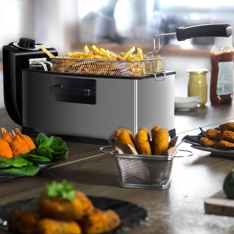 🍟✨ Freidora Eléctrica 3L Antiadherente | Potente 2000W para Papas Fritas 🏡🔥