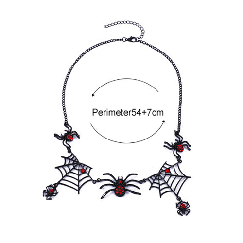Collar de Araña y Telaraña – Aleación Galvanizada Estilo Gótico y Halloween