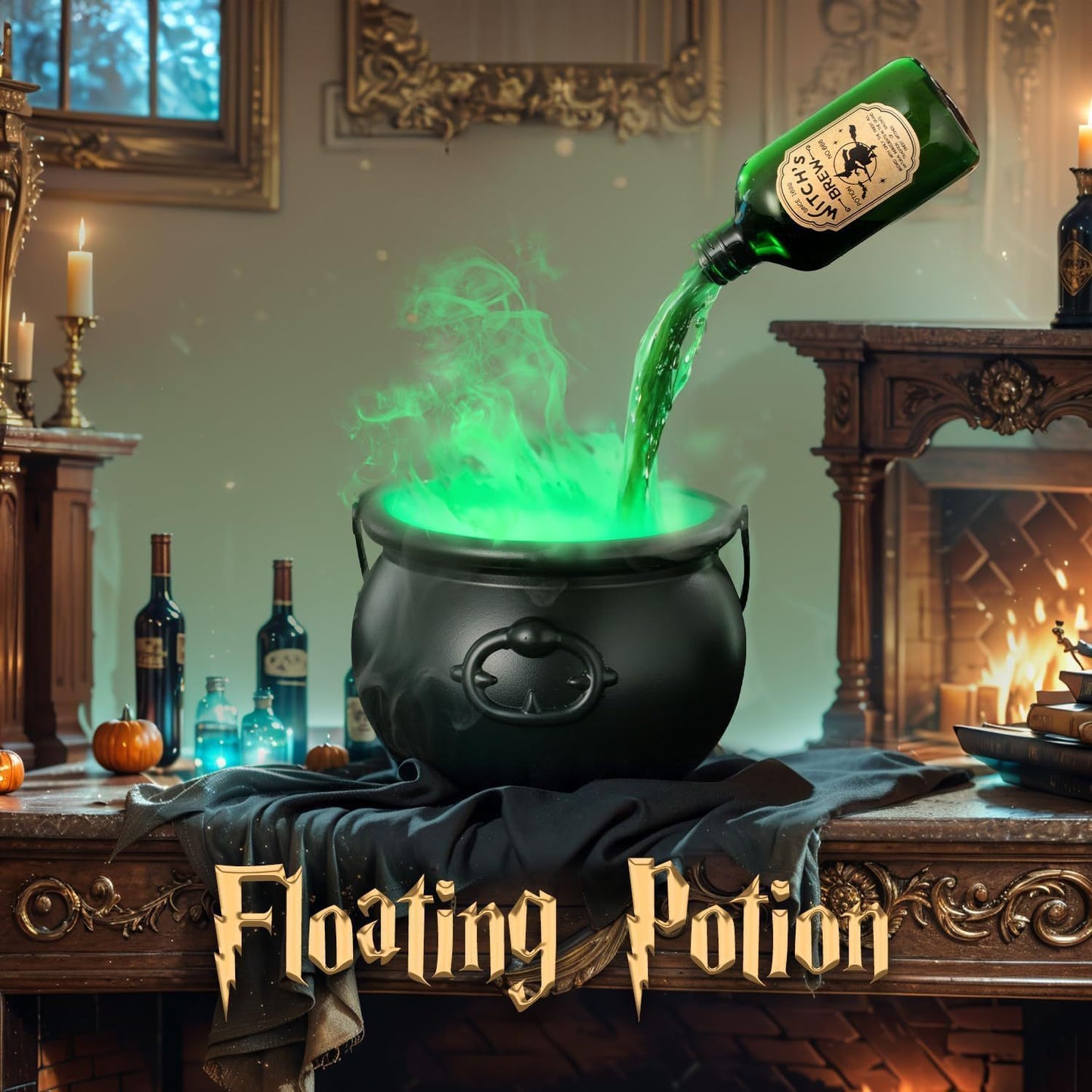 🧙♀️⚗️ Caldero Mágico Flotante con Niebla y Luz 2026 – Decoración de Halloween Hechicera 💨🎃