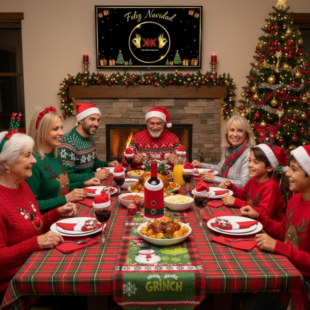 como decorar la mesa de navidad, esta mesa es un junto demostrativo de productos elejidos por okko shop para identificar productos ideales para navidad para decorar la mesa navideña 2025 