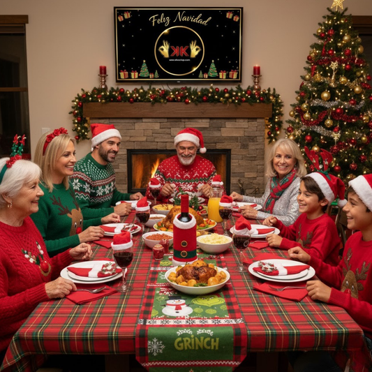 como decorar la mesa de navidad, esta mesa es un junto demostrativo de productos elejidos por okko shop para identificar productos ideales para navidad para decorar la mesa navideña 2025 