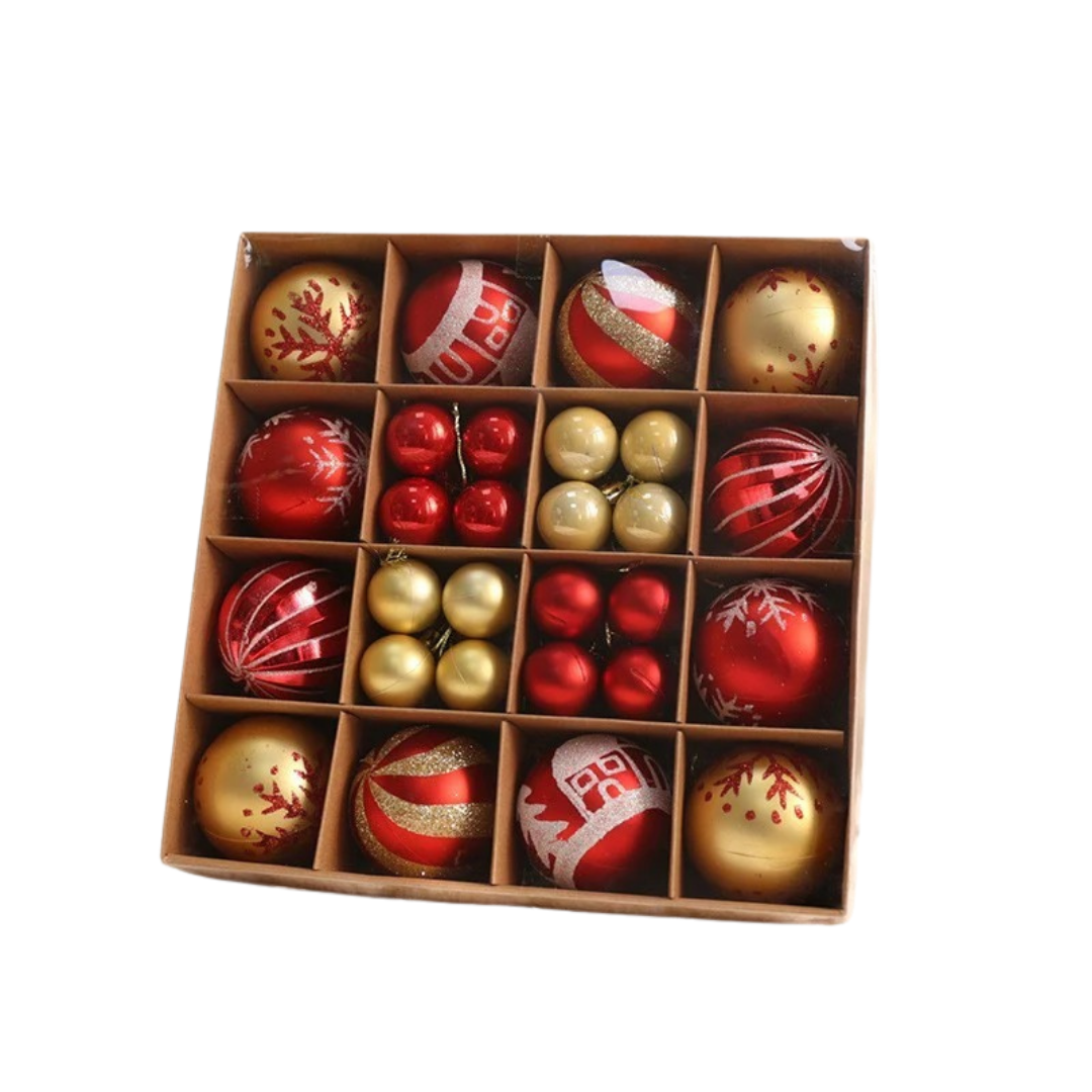 Set de bolas navideñas para árbol – Decoración creativa y elegante con diferentes tamaños y colores