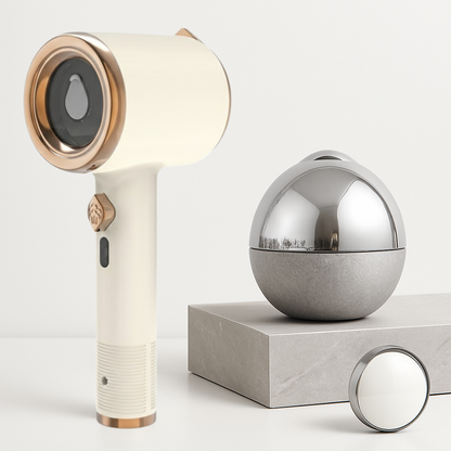 Mini plancha de vapor portátil con panel de titanio y depósito visible de 50 ml para uso en viajes.